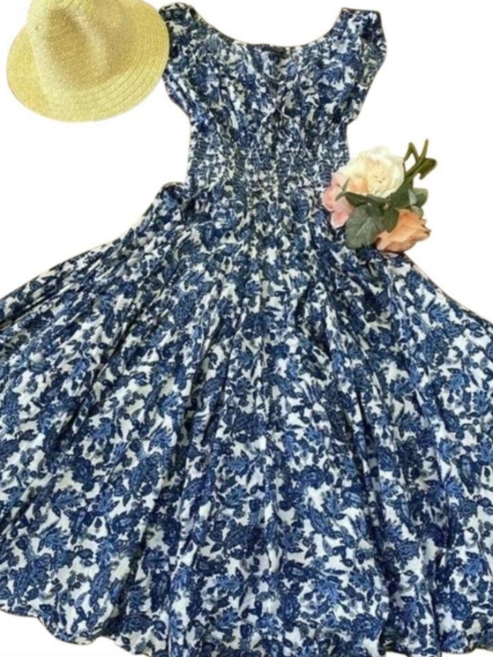 Chelsea & Theodore floral maxi dress cotton sz Medium